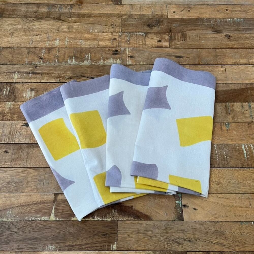 West Elm Cloth Napkin Set of 4 20 in x 20 in Geometric Abstract